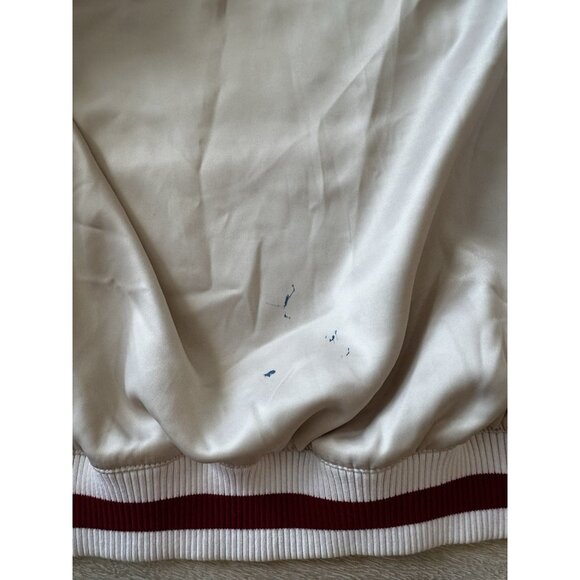 Maje Red Satin Floral Applique Bomber Jacket Size 38 - Picture 13 of 14